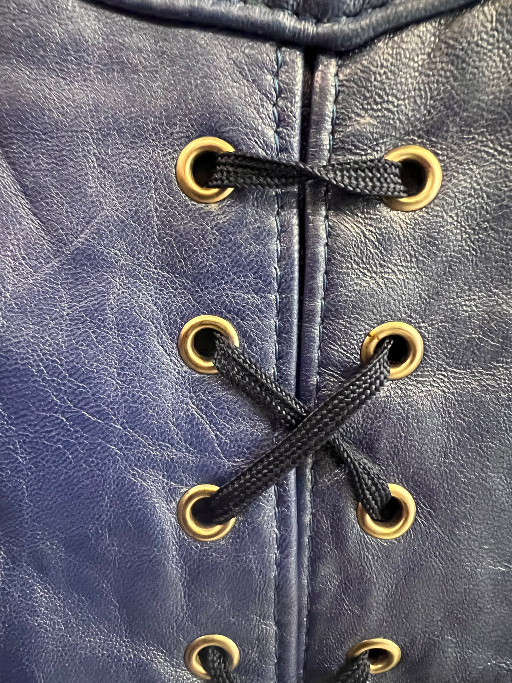 Gilet in Vera Pelle Blu Elettrico Anni '90 - Taglia S