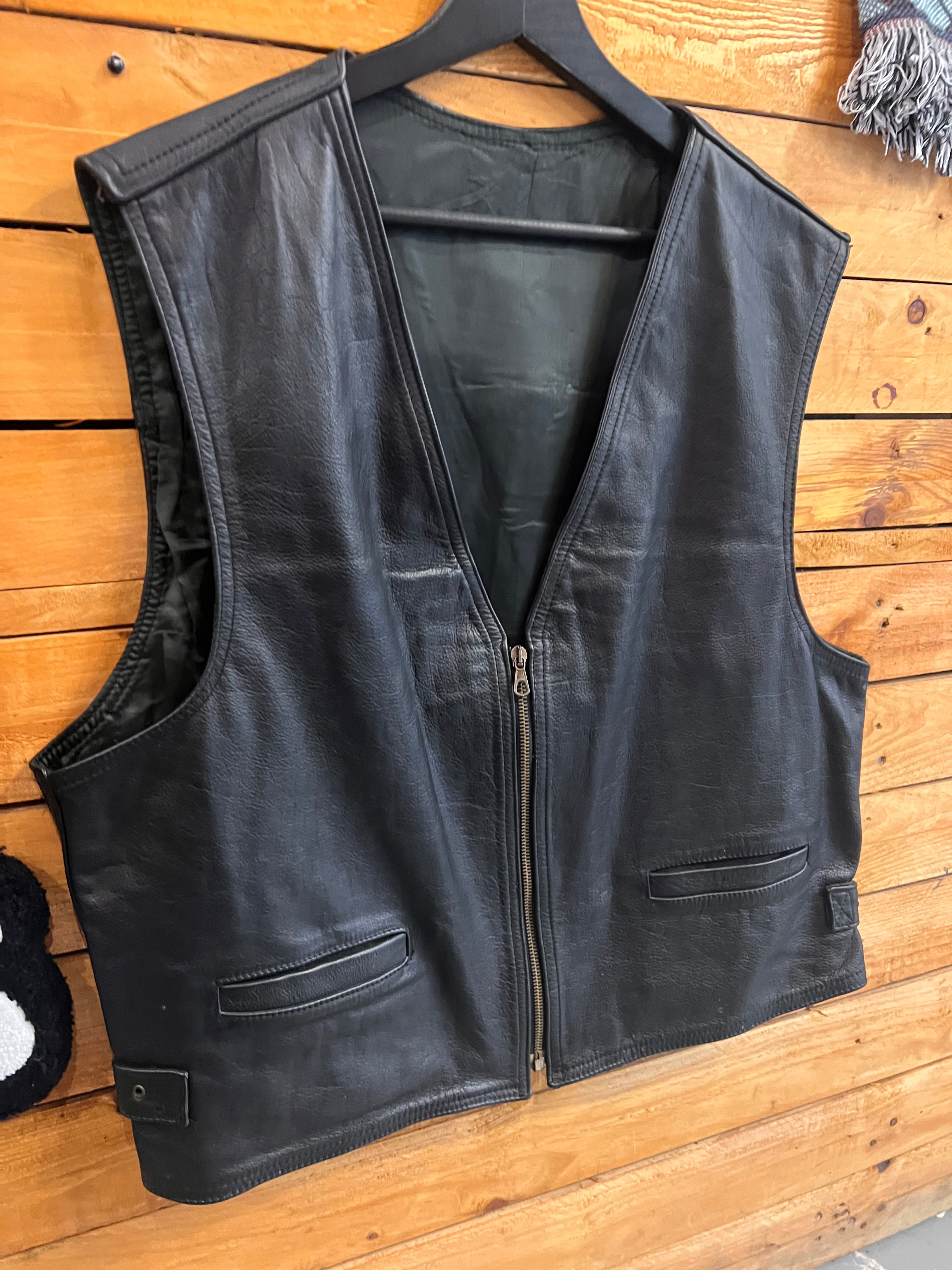 Gilet da Biker in Vera Pelle Uomo - Taglia L