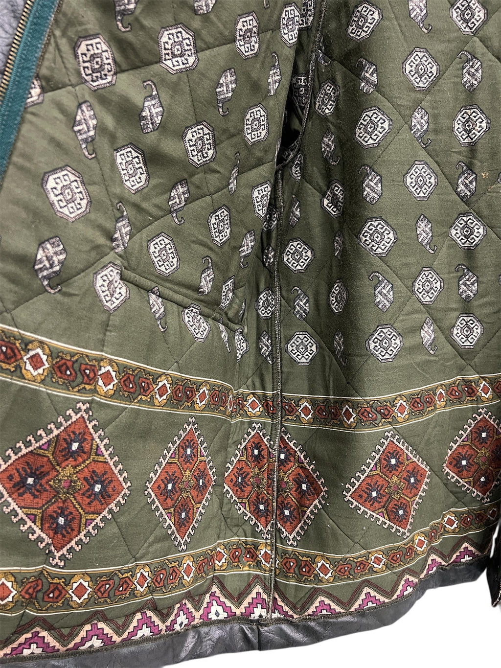 Olive Green Genuine Leather Jacket with Navajo Interior